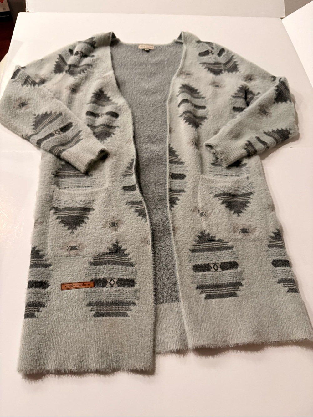 Simply Southern Cozy southwest aztec Patterned Open-Front Cardigan size small